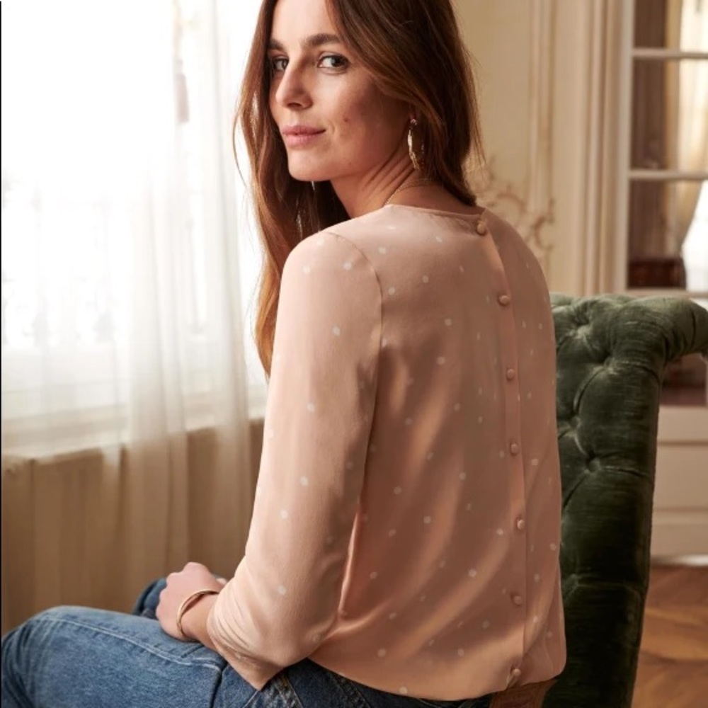NWT Sezane Silk Polka Dots blouse